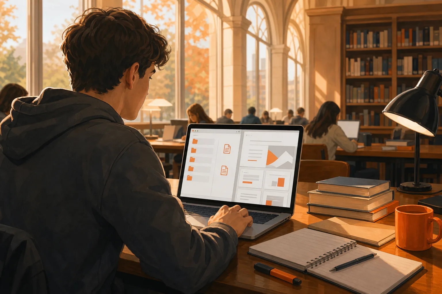 Student choosing lecture slides and course PDFs for an online flashcard maker.
