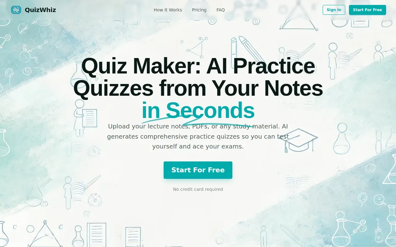 Screenshot of the QuizWhiz website