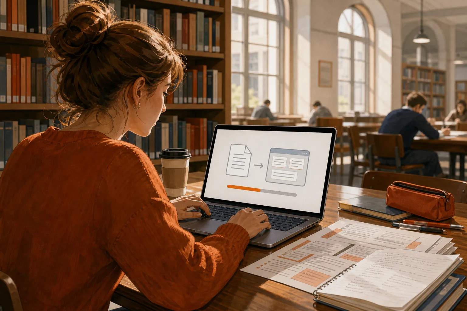 Student importing lecture slides and a PDF into a flashcard maker.