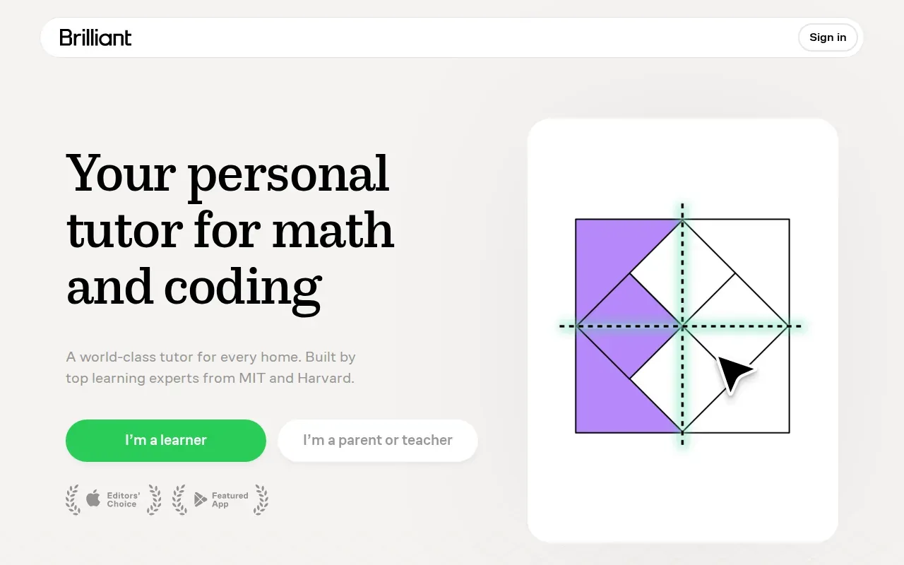 Screenshot of the Brilliant website