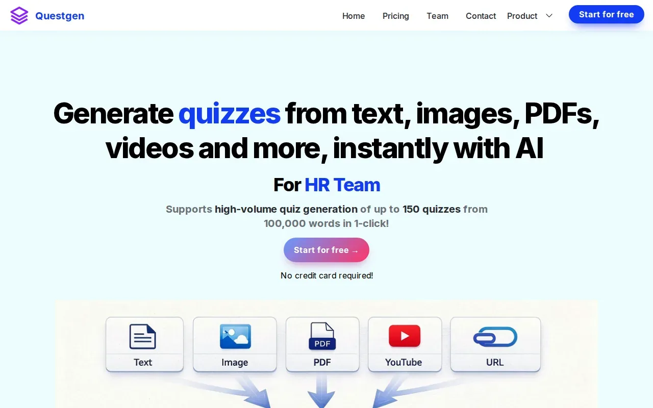 Screenshot of the Questgen website
